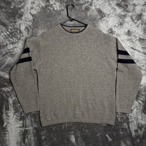 Woolrich John Rich and Bros Mens Crewneck Sweater Gray Navy Stripe Large